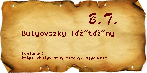 Bulyovszky Tétény névjegykártya